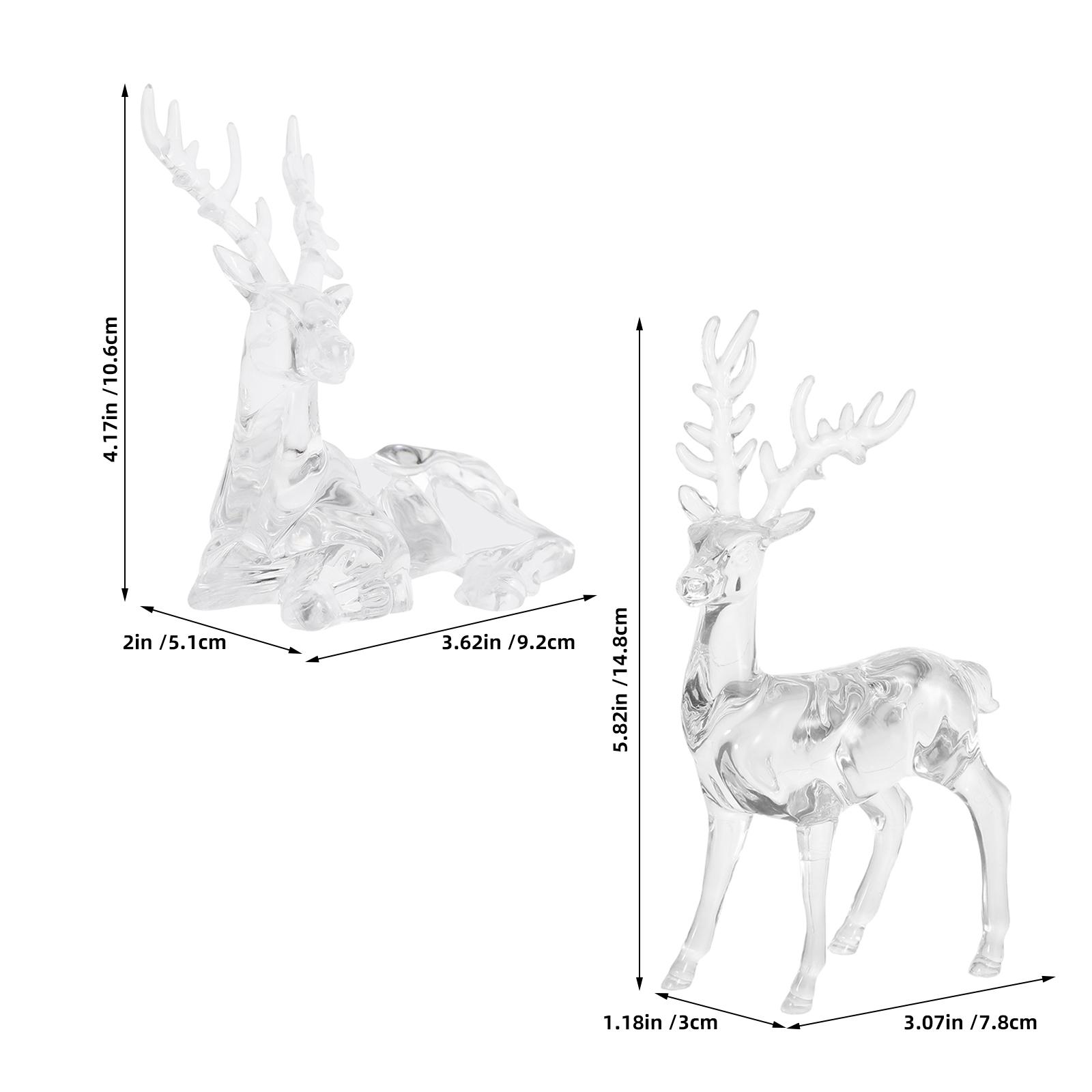 2Pcs Reindeer Christmas Decor Christmas Reindeer Ornament Deer Figurines Sitting Standing Elk Statues Home Tabletop Collectibles прозрачный