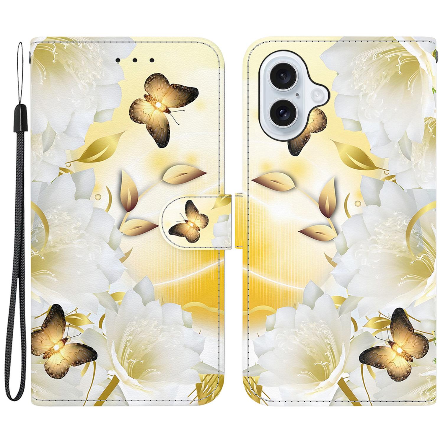 

For iPhone 16 Stand Case Pattern Print Leather Wallet Phone Cover A