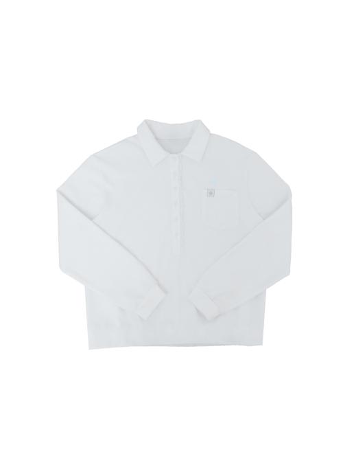 FAZED Frill 6-Button Pique Shirt_White