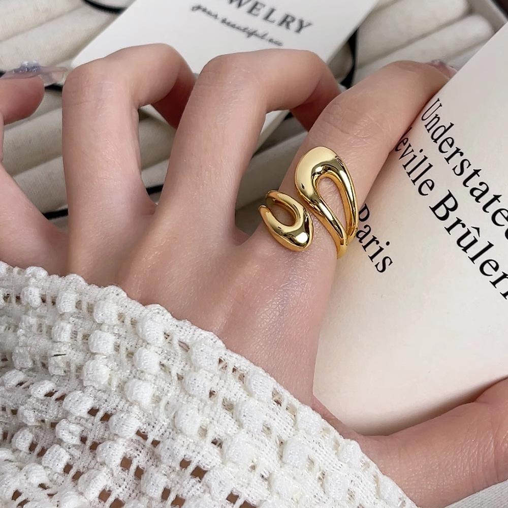New Gold Color Smooth Ring Set For Women Punk Vintage Fashion Finger Open Rings For Party Wedding Jewelry Gifts