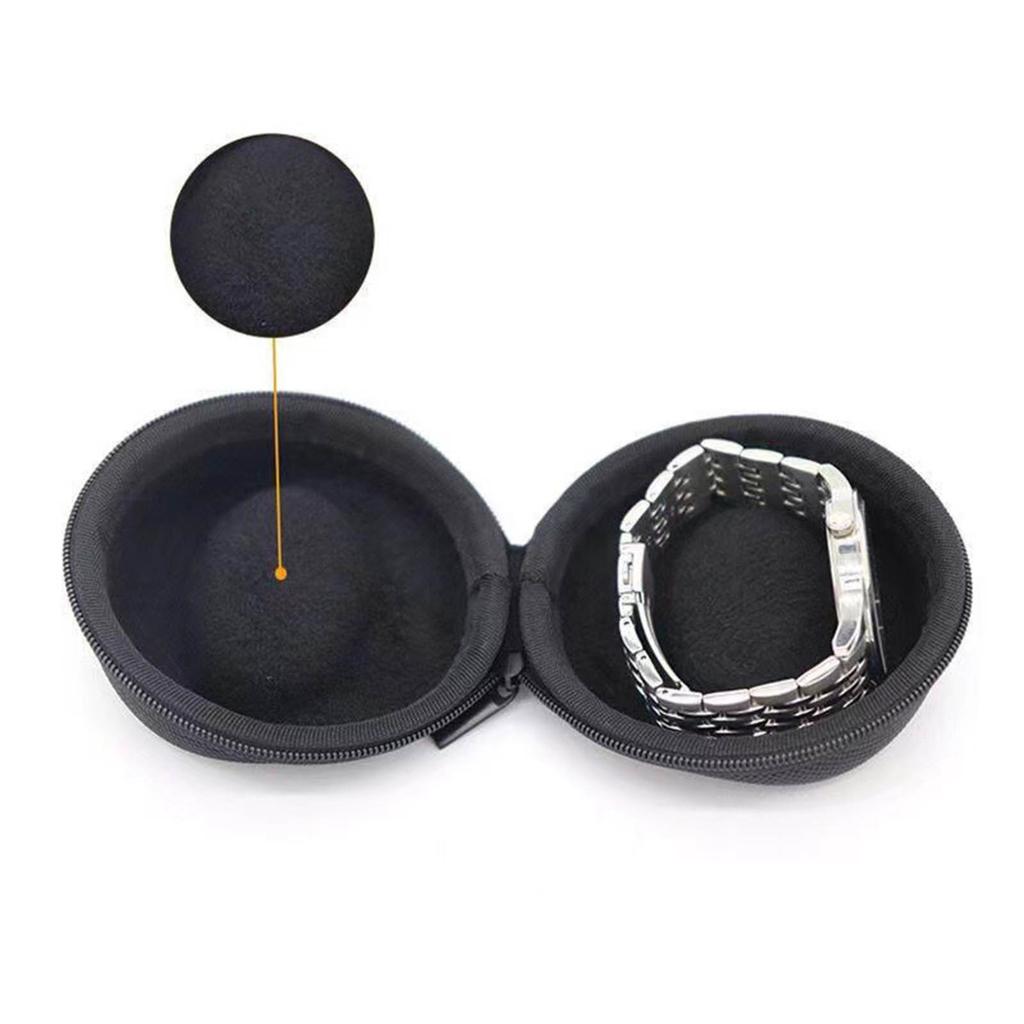 Portable Watch Travel Case Cushioned Round Portable Watch Holder for Travel Wristwatches Pouch Protector with Zipper