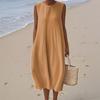 Women's Fashion Casual Sleeveless Round Neck Solid Color Elegant Temperament Dress