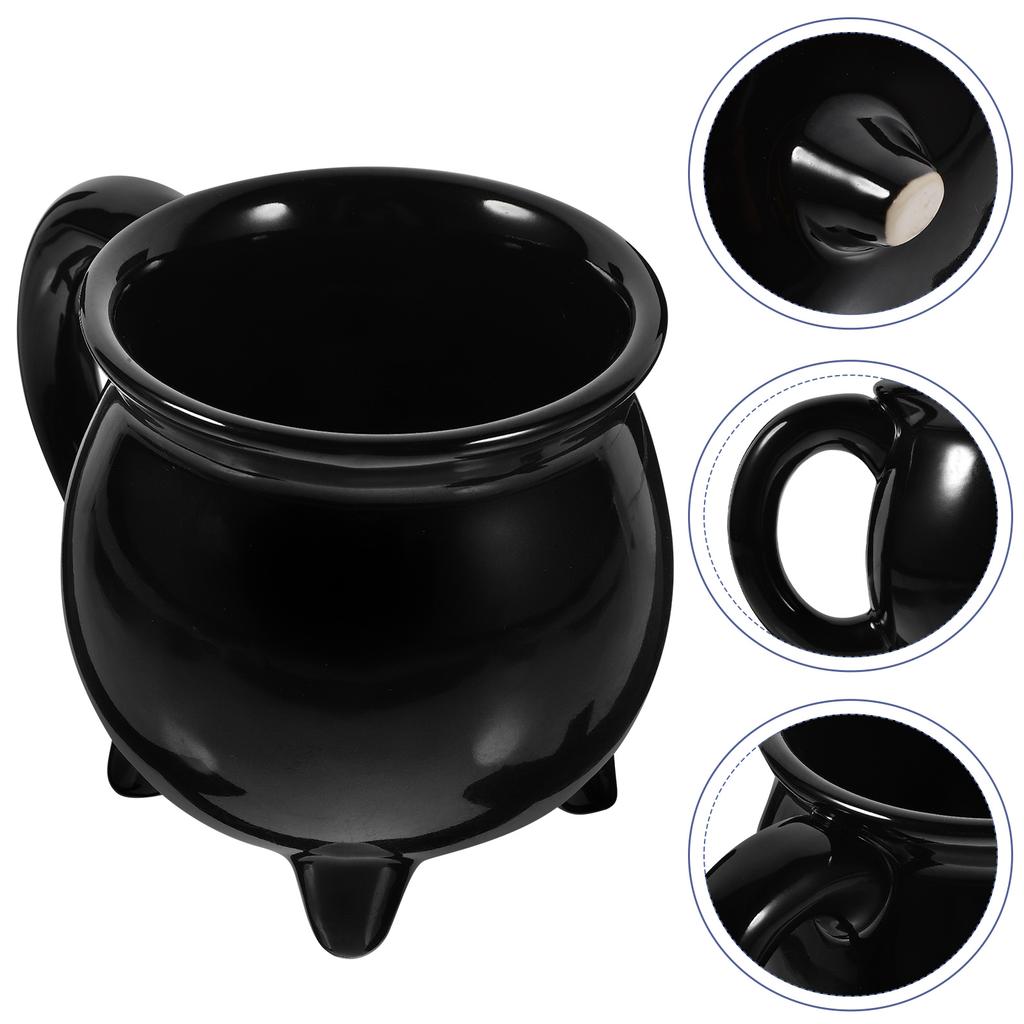 Ceramic Mug Witch Cauldron Coffee Cup Novelty Drinking Mugs Tea Water Jug Halloween Ceramic Serving Mug Black Color Kitchen