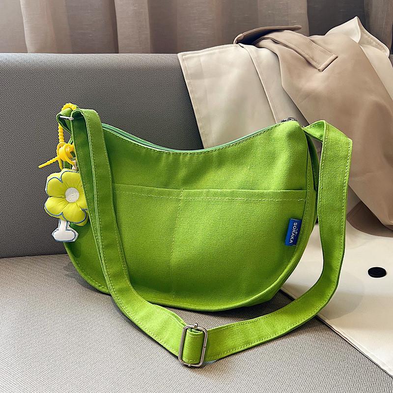 Chic Canvas Tote Bag Trendy Street Style Medium Messenger Bag For Daily Use