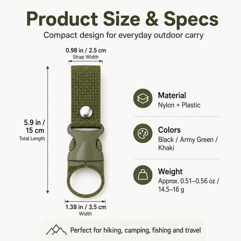 Nylon Webbing Water Bottle Holder Clip Carabiner Hook Backpack Belt Hanger for Camping Hiking Outdoor