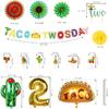 Taco Twosday Birthday Party Decorations - 2nd Fiesta Birthday Party with Fiesta Paper Fans, Taco Twosday Banner for 2nd Birthday Cinco De Mayo