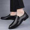 Men's Shoes Embossed Men's First Layer Cowhide Business Dress Leather Shoes Round Head Casual Shoes Spring Foot Lazy Shoes