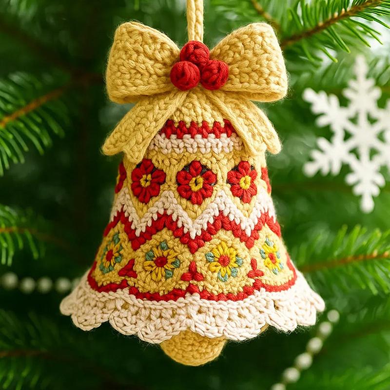 

Набор для вязания крючком рождественского колокольчика, Идеальный рождественский набор для начинающих, Рукодельная рождественская колокольчик-украшение as the picture