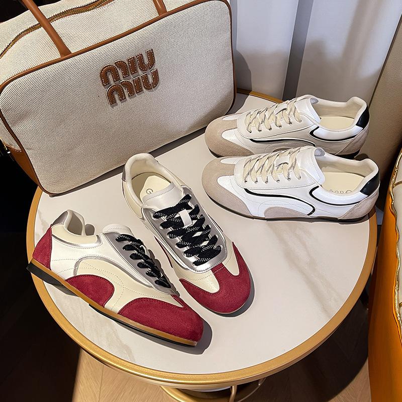 2025 Spring New Women's Shoes Flat-bottomed Color Matching German Training Shoes Women's Lace-up Versatile Sports Shoes Casual Shoes Women's For