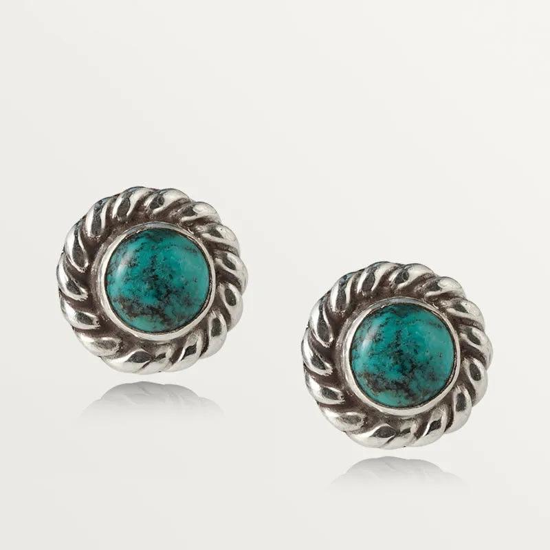 Glänzende Vintage Natürliche Türkis Ohrringe Für Frauen Party Ungewöhnliche Ohrstecker Blume Grün Ohrringe Schmuck