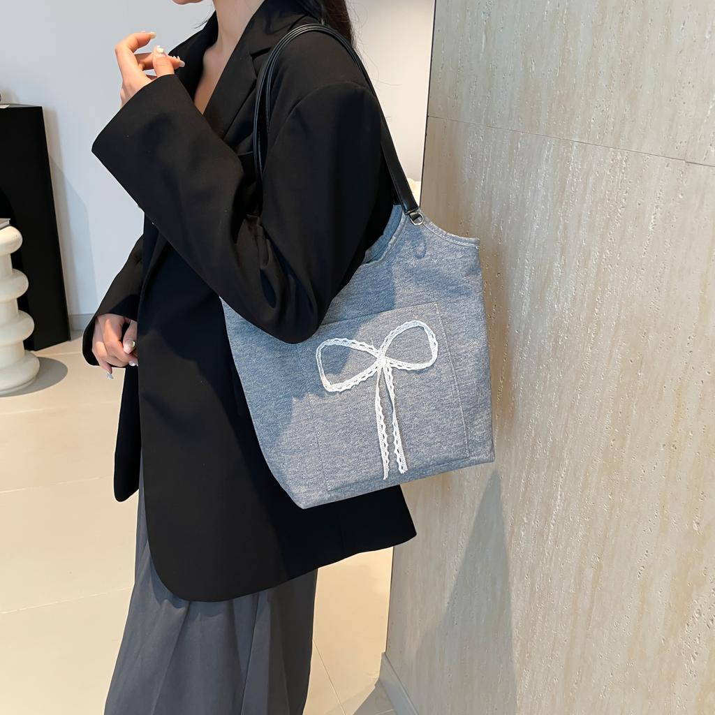 Damen-Tragetaschen mit Schleife, neue Mode, große Kapazität, Canvas, Umhängetaschen für Pendler, für Partys und Urlaub