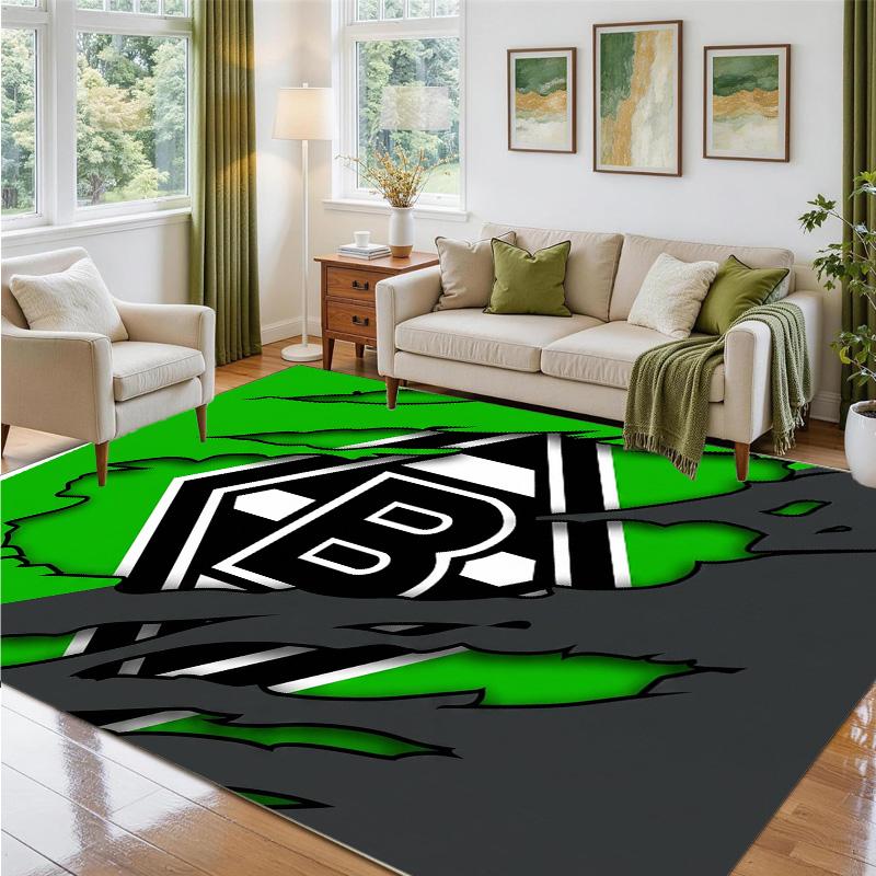 Borussia Mönchengladbach Design Crystal Velvet Rug Soft Decorative Mat for Bedroom Entrance