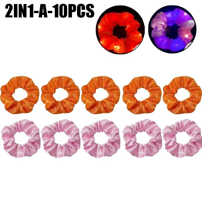 LED Luminous Scrunchies Hairband Ponytail Holder Headwear Elastic Satin Hair Bands Girl Hair Accessories for Party