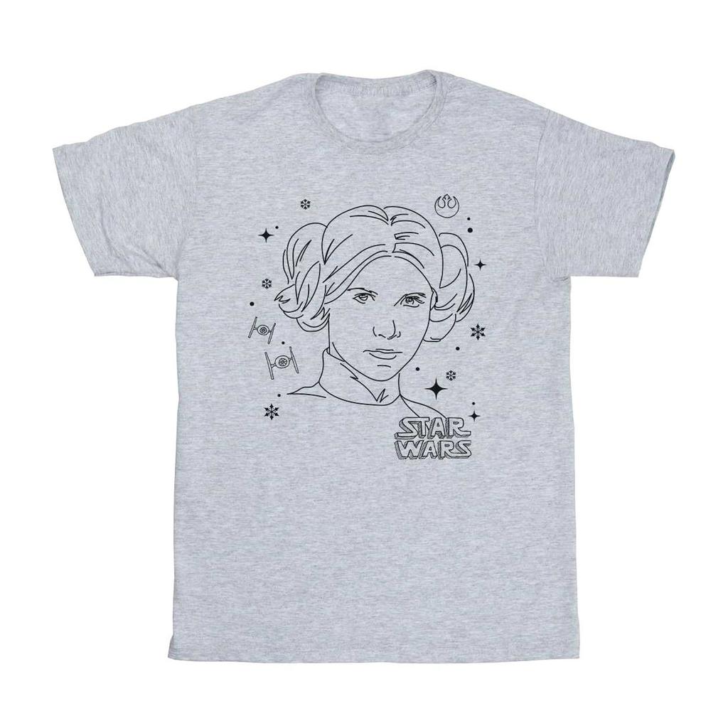 STAR WARS Girls Episode IV: A New Hope Leia Christmas Sketch Cotton T-Shirt
