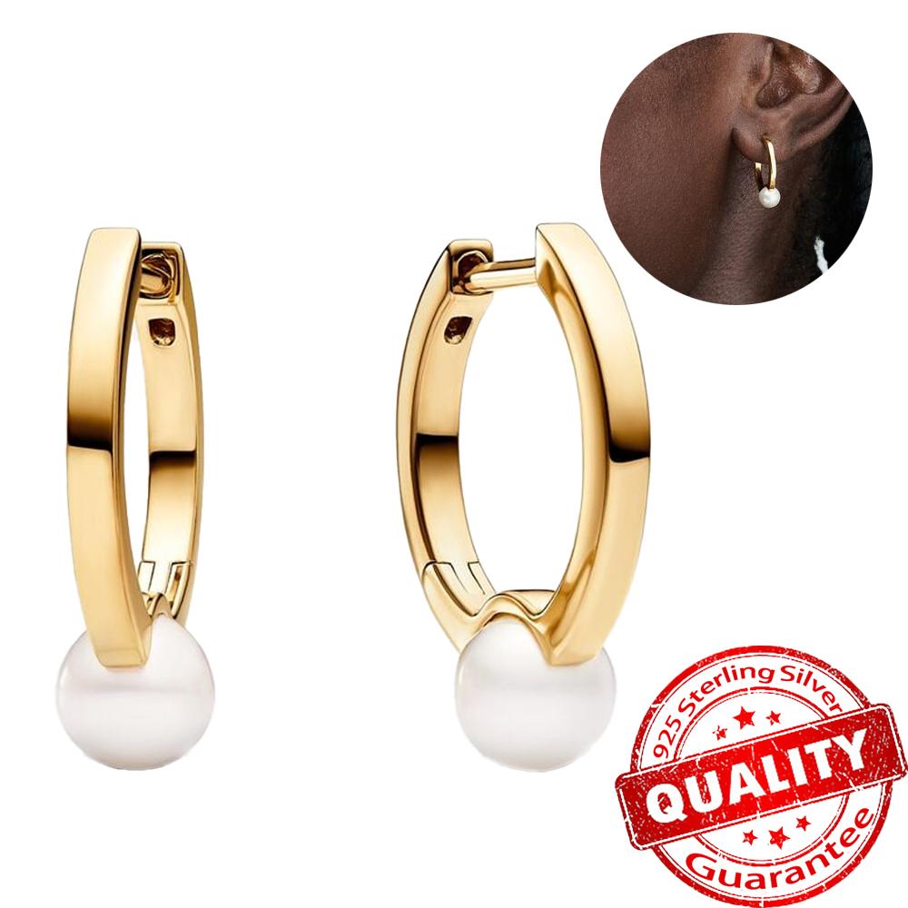 Sparkling Pearl Heart Hoop Earrings 925 Silver Bat Ghost Halloween Earrings Luxury Women Fine Jewelry Gift