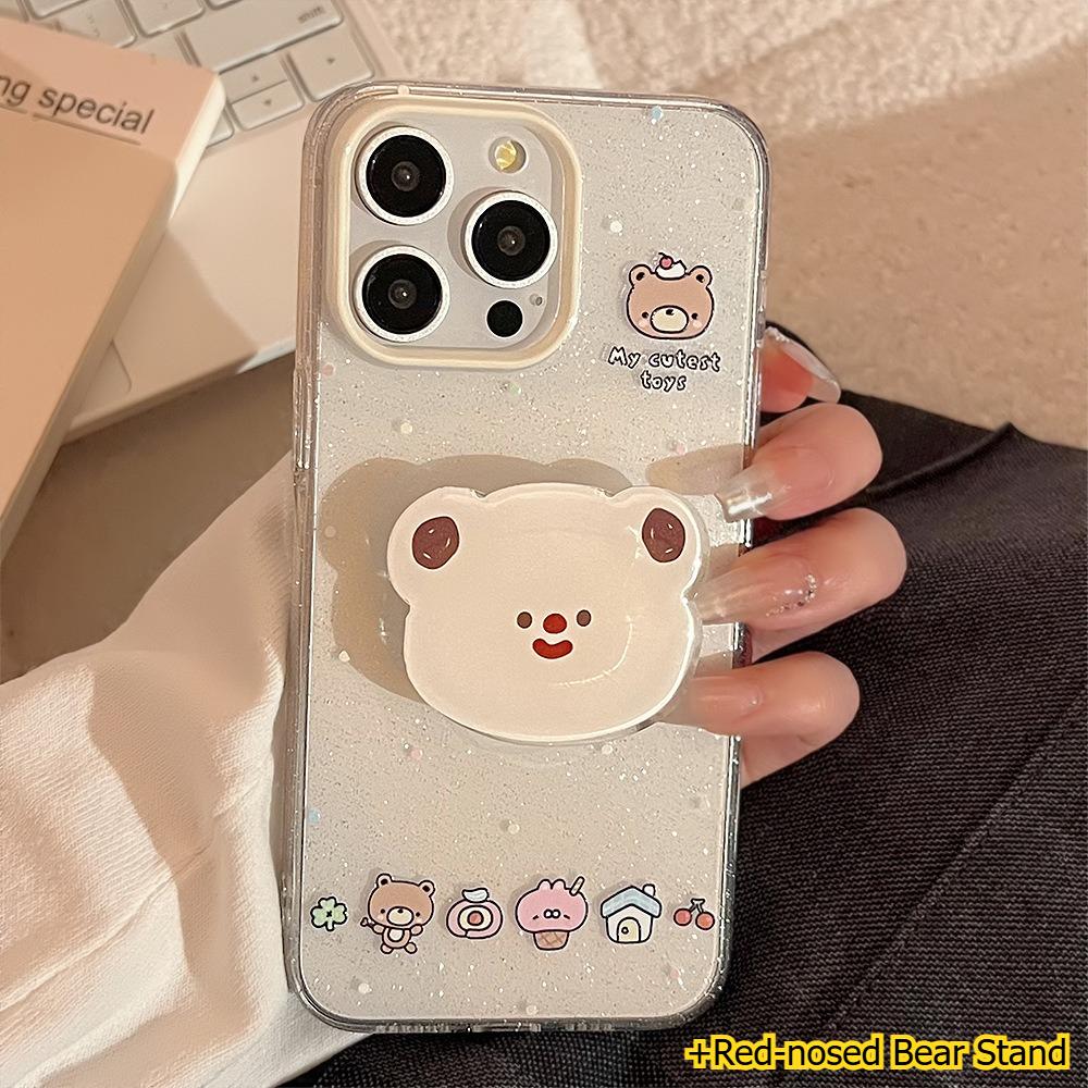 Süße und entzückende Bärenkopf-Handyhülle für iPhone 16, 13, Glitzernd, Geeignet für iPhone 17 Pro Max, Weich und Niedlich