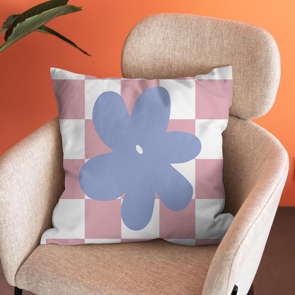Nordic Abstract Art Flower Print Pillowcase Short Plush Pastoral Simple Home Sofa Cushion Car Cushion