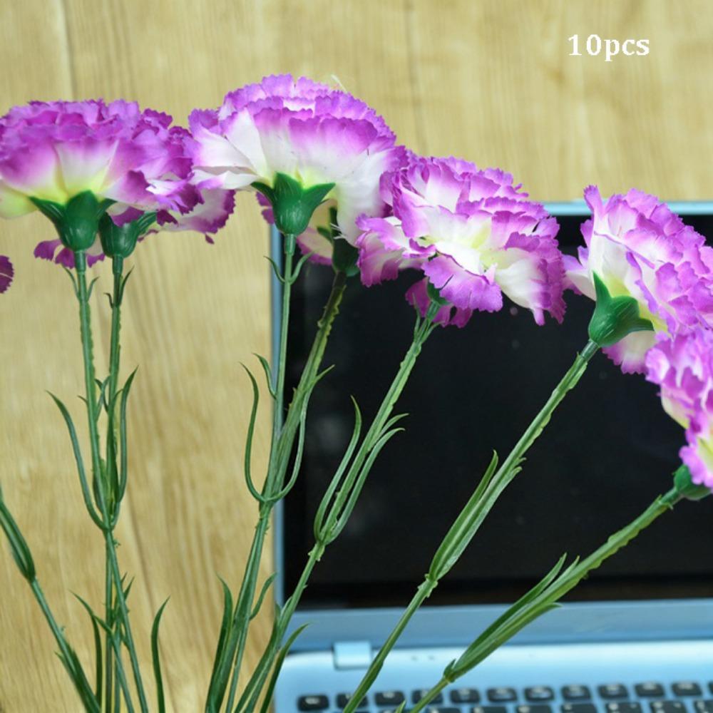 10pcs High Quality 10 Heads Artificial Flowers Silk Multicolors Wedding Arch Decor Carnation Small Carnation