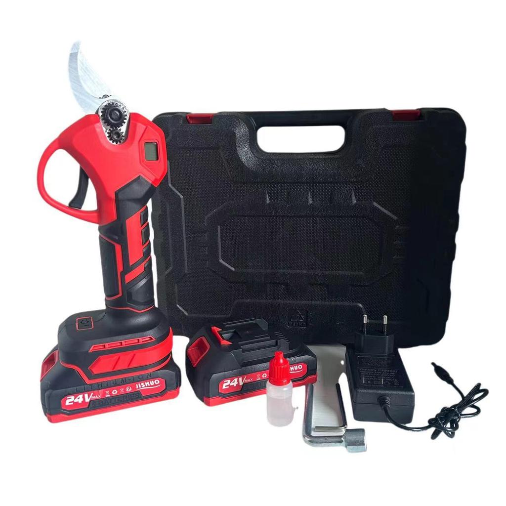 Makita Cordless Electric Pruning Shears with Digital Display, Brushless Motor, and Lithium Battery for High Branch Fruit Tree Trimming.