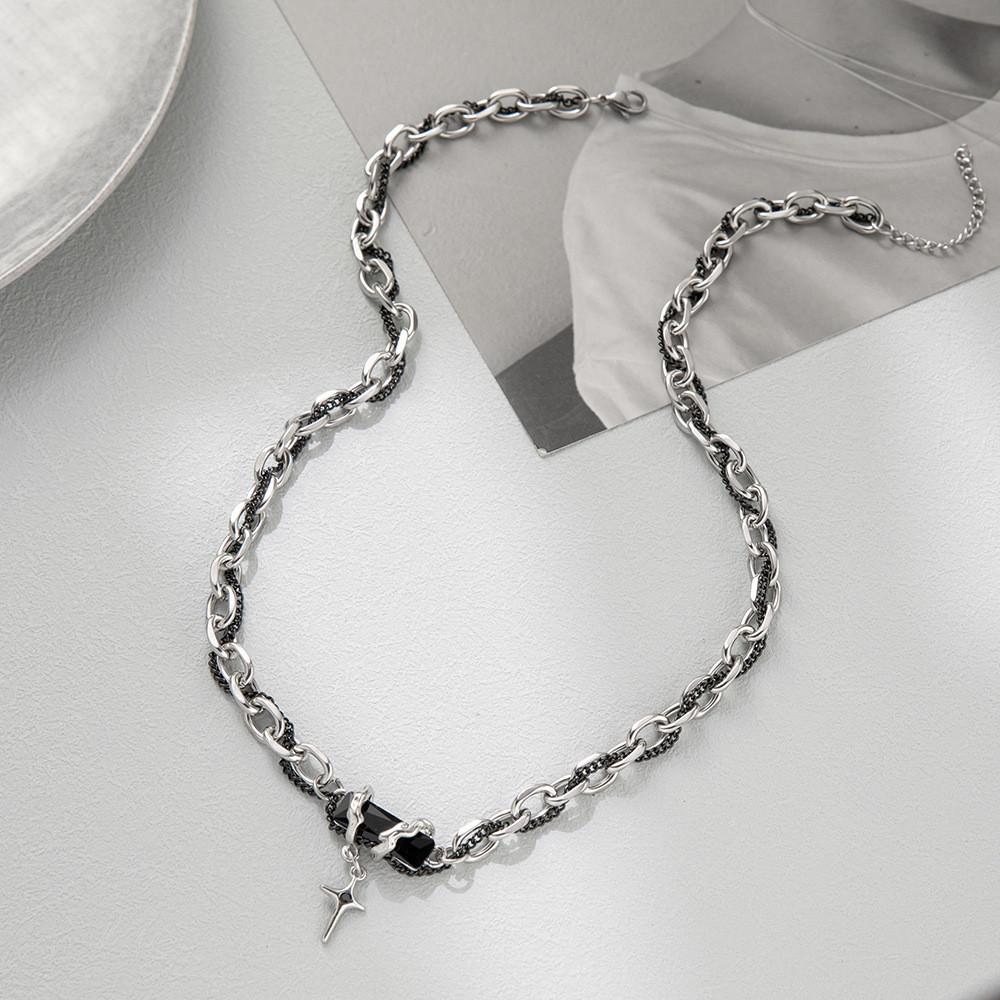Forest Black Jewelry Necklace With Titanium Chain For Couples Decoration Female
