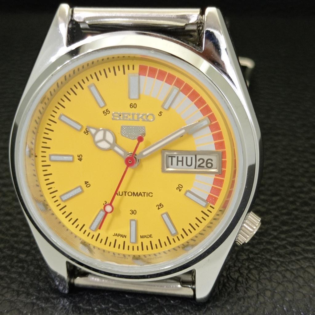 VINTAGE REFURBISHED SEIKO 5 AUTOMATIC 6309A JAPAN MENS YELLOW WATCH A441127-4 Sk-a441127