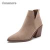 Comemore Casual Western Cowboy Ankle Boots Women Cowgirl Booties Short Cossacks Botas High Heels Shoes Comfortable Women's Shoe