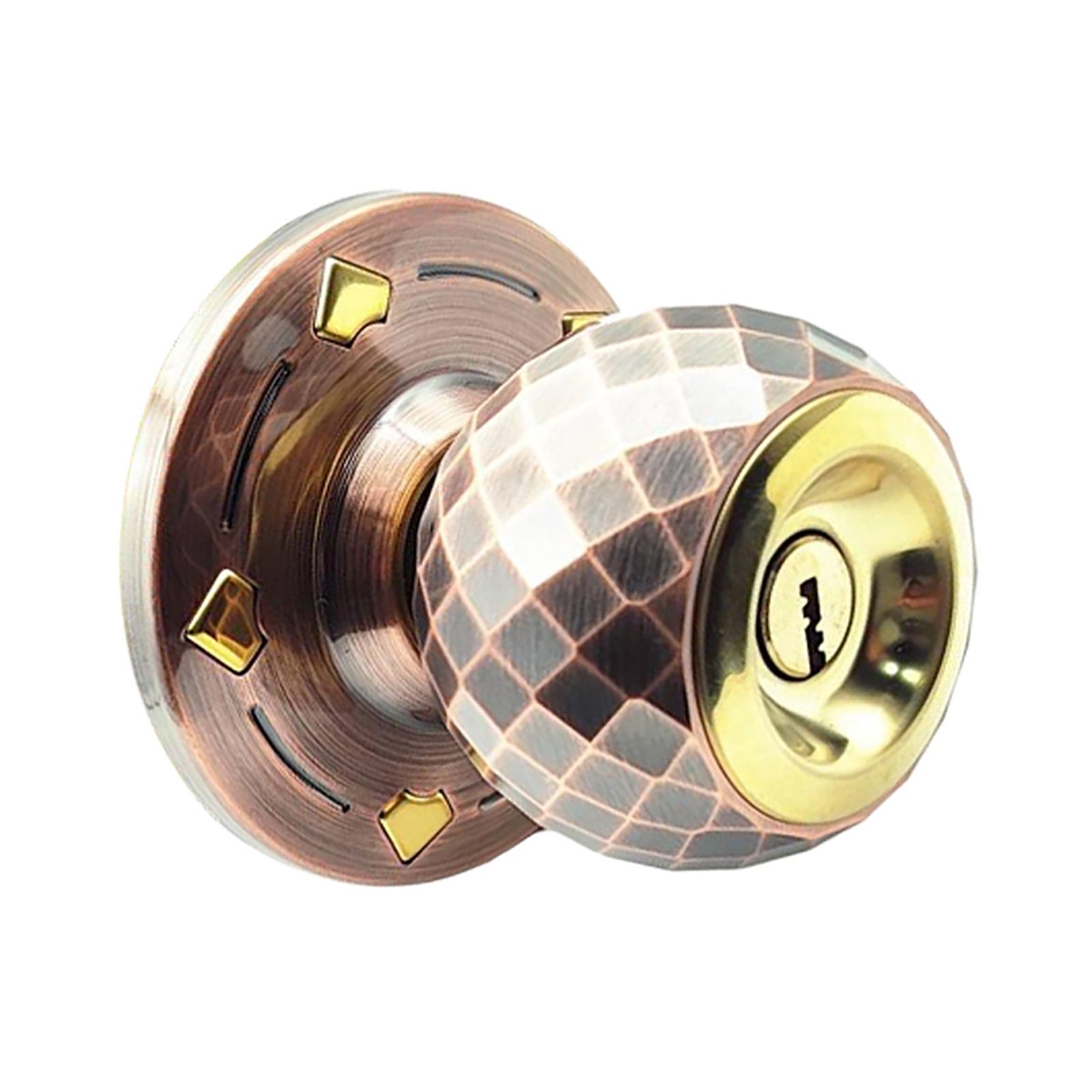

Door Knob Aluminum Alloy Heavy duty Ball Lock Mirror Finish with 3 Key for Bedroom Bathroom Classroom Storeroom Wooden Red Bronze