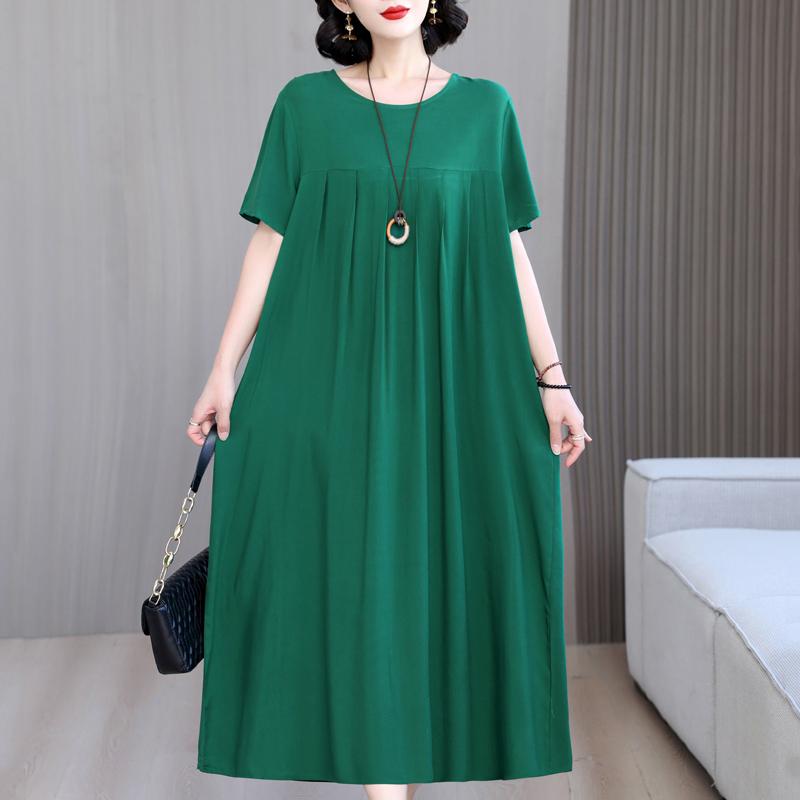Women's Loose Dresses Elegant Plus Size Short Sleeve Casual Summer Oversize Long Dress Female Vintage Clothes
