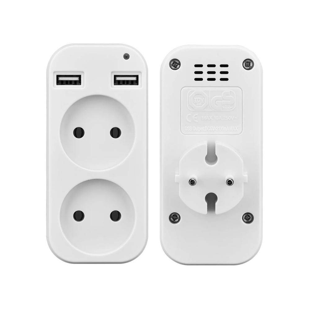 European USB Socket Portable Dual Usb Converter Plug Multifunction Converter Plug Germany France Russia Universal Socket