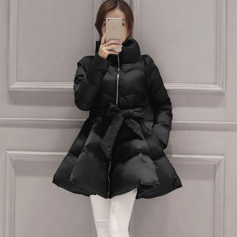 Winter Clothes New Thickened Warm Cotton-padded Clothes Female Slim-fit Large-size Puffy Skirt Cotton Clothes Waist Jacket