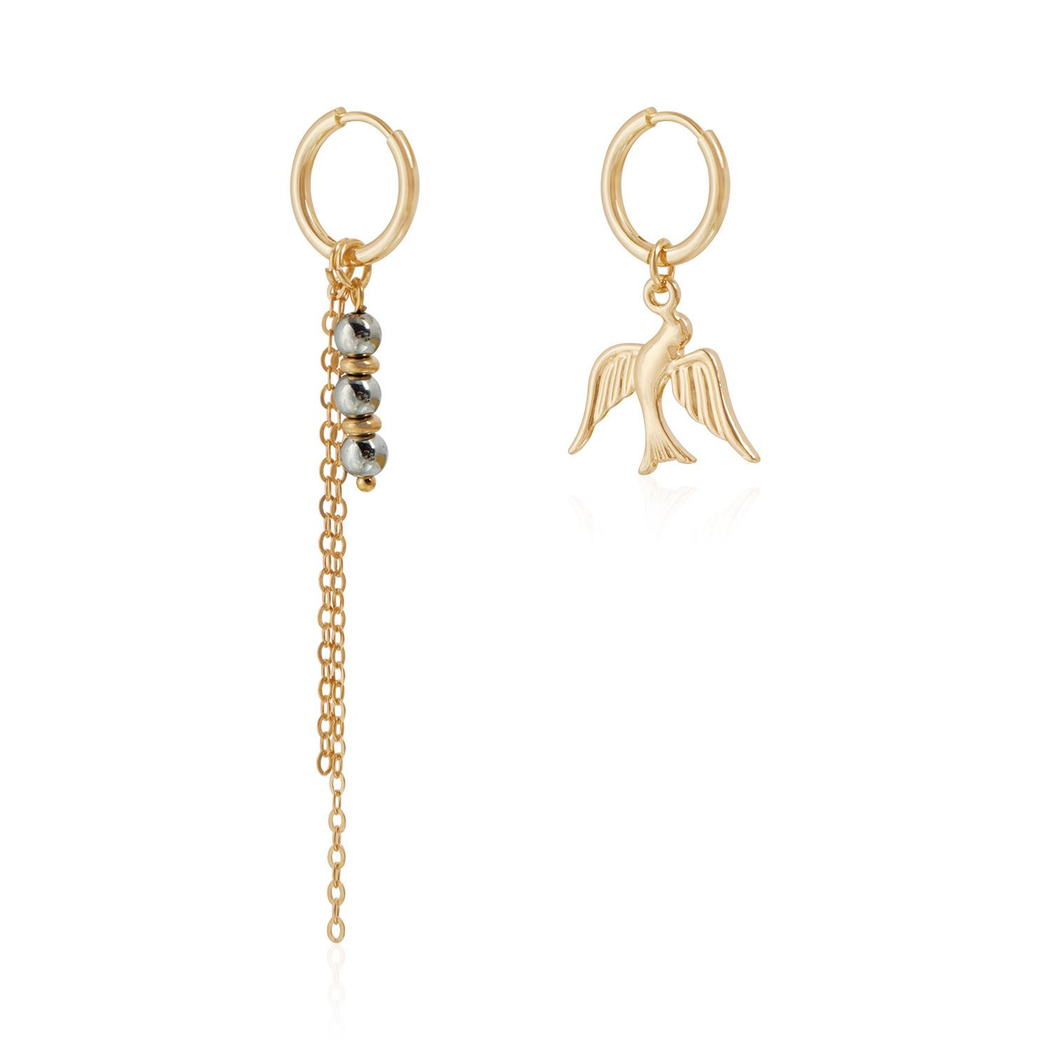 Geometric color mixing CCB beaded bird fringed necklace ins personalized creative collarbone chain