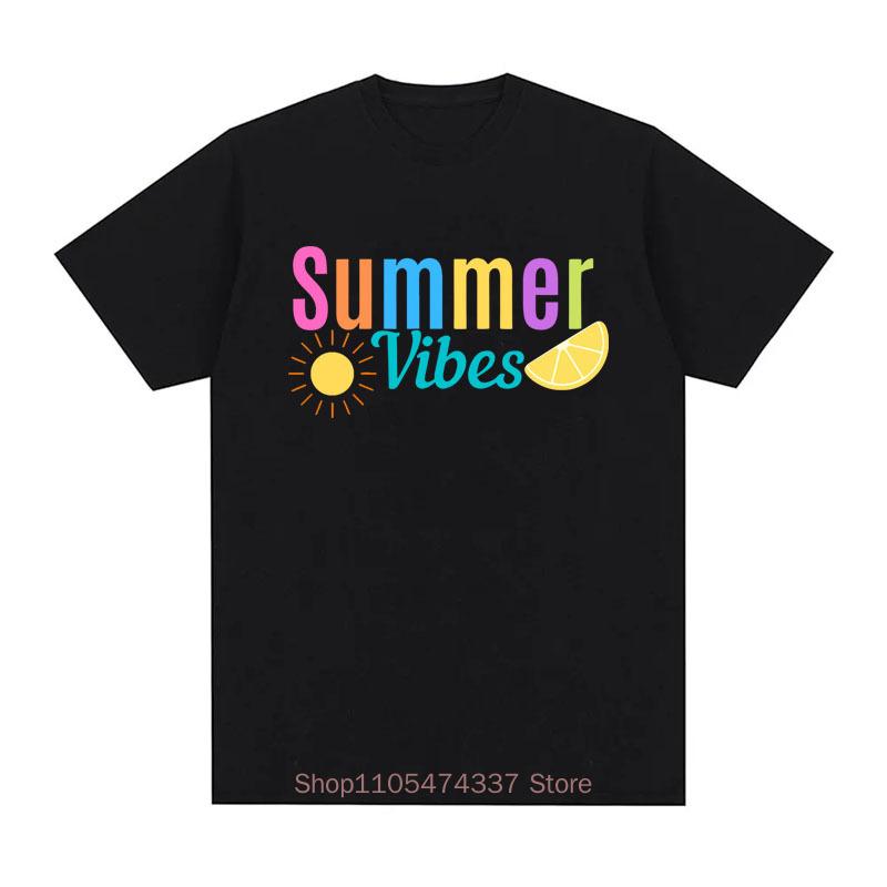 Summer Vibes Print Tshirts For Unisex Summer Casual Fashion Funny Streetwear Loose Tops Unisex Oneck Short Sleeve Tshirts