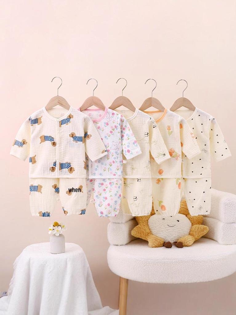 100% Cotton Baby Gauze Pajama Set: Long Sleeve, Summer-Ready