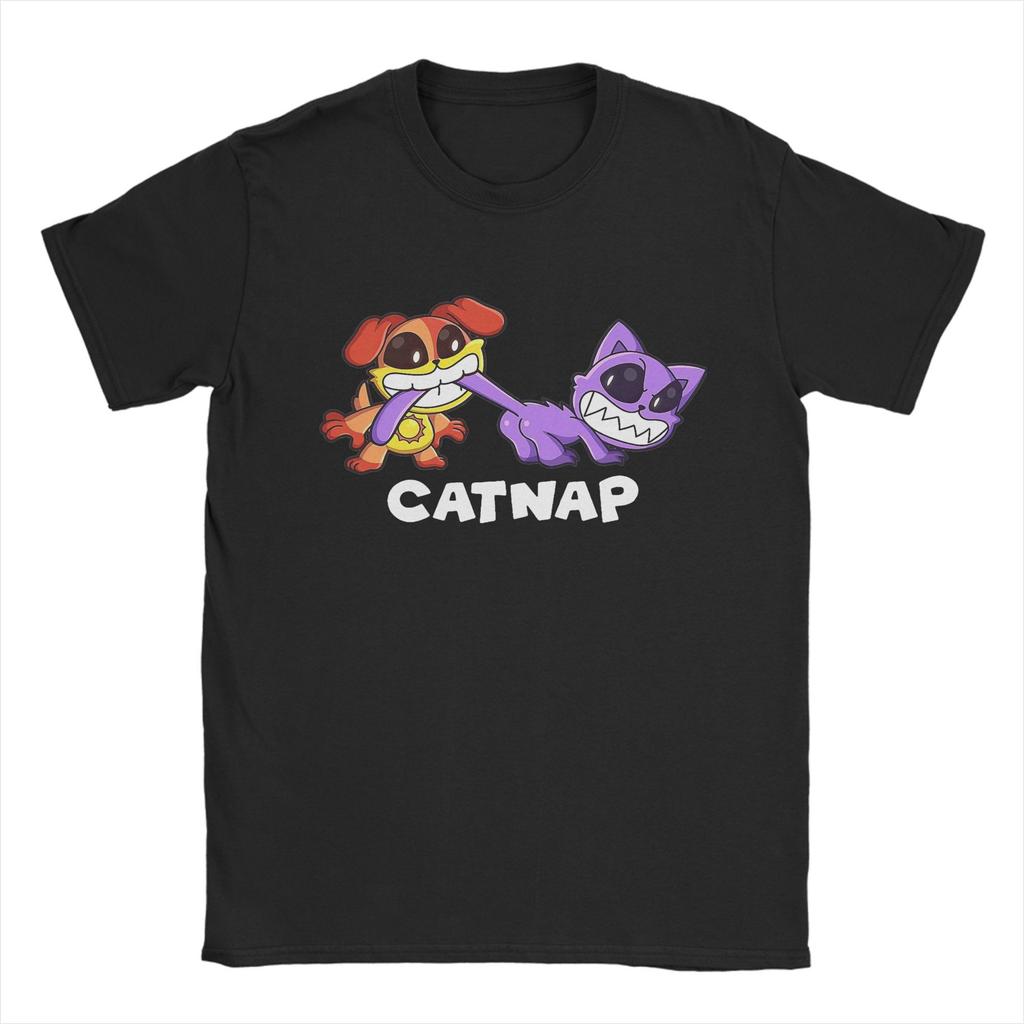 Funny Catnap and Dogday Smiling Critters T Shirt Mens Cotton Short Sleeve Oneck Summer Tops
