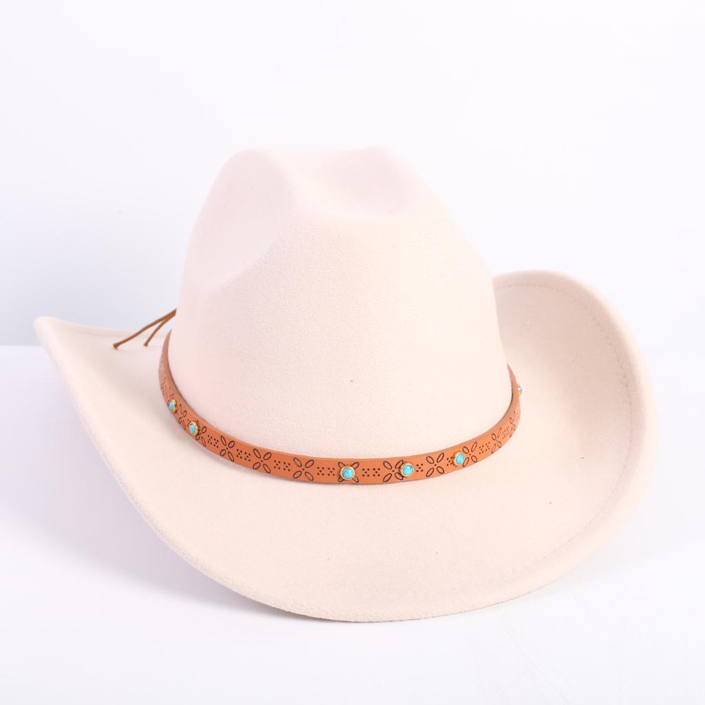 Popular European and American fashion OL style one-word cowboy hat men's and women's high-end top hat jazz hat felt hat