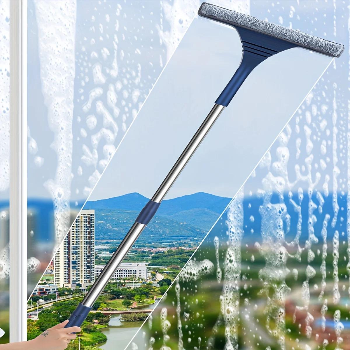 

2 In 1 Glass Wiper For Scraping And Washing, Double-sided Window Glass Floor Cleaning Scraper Brush синий