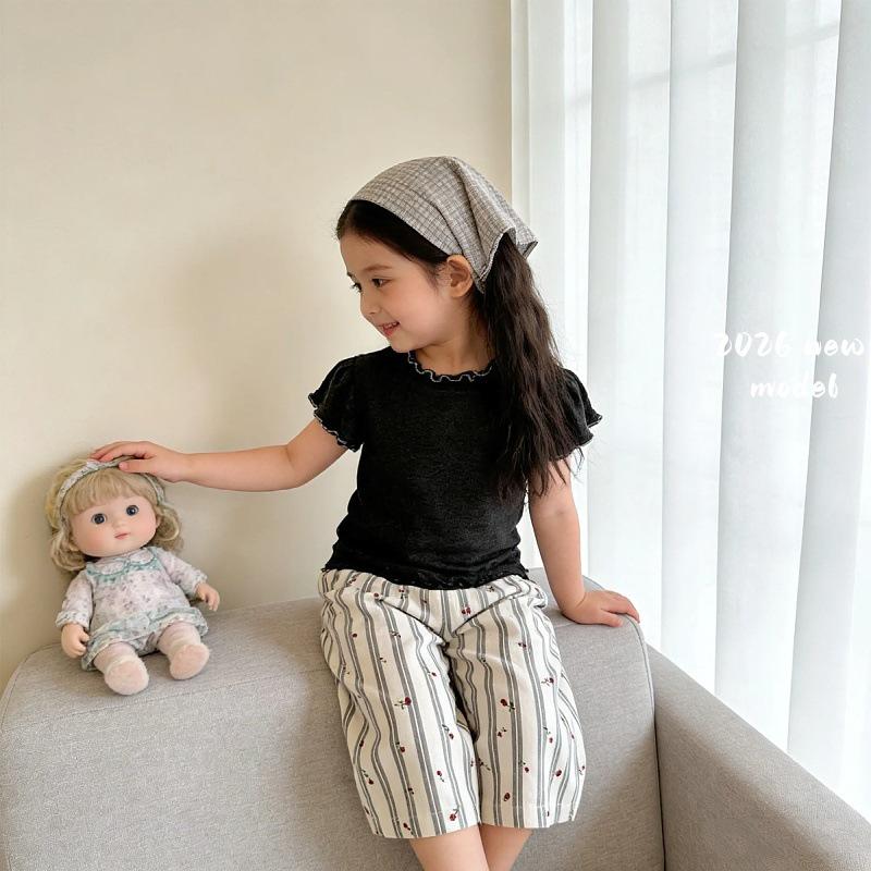 Floral Ruffled Baby Girl T-Shirt and Pants Set - 2026 Summer Collection