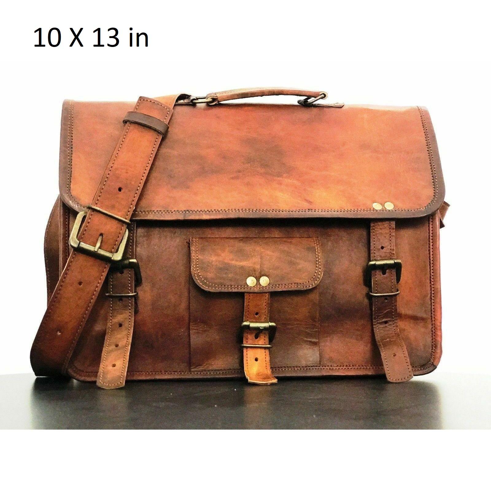 

Кожаная сумка для мужчин New Goat Vintage Styel Brown Messenger Портфель для ноутбука через плечо 10 X 13 in коричневый