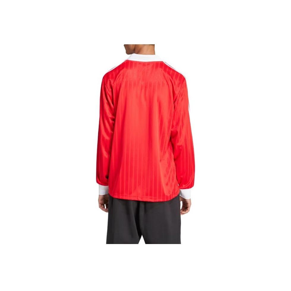 Adidas Originals Adicolor Piqué Striped Pattern Polo Casual Sports Long Sleeve Football Shirt Men tops Crimson IX5226