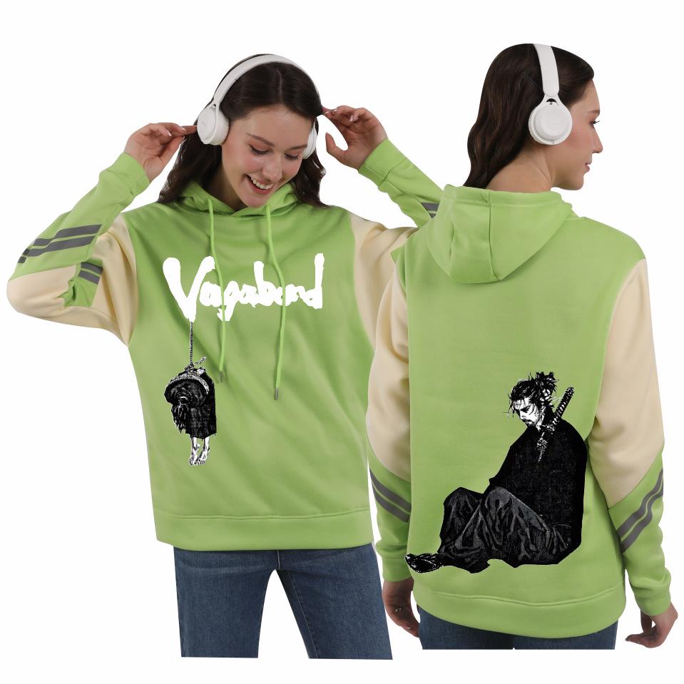 Vagabond Miyamoto Musashi Unisex Patchwork Fleece Hoodie for Autumn/Winter