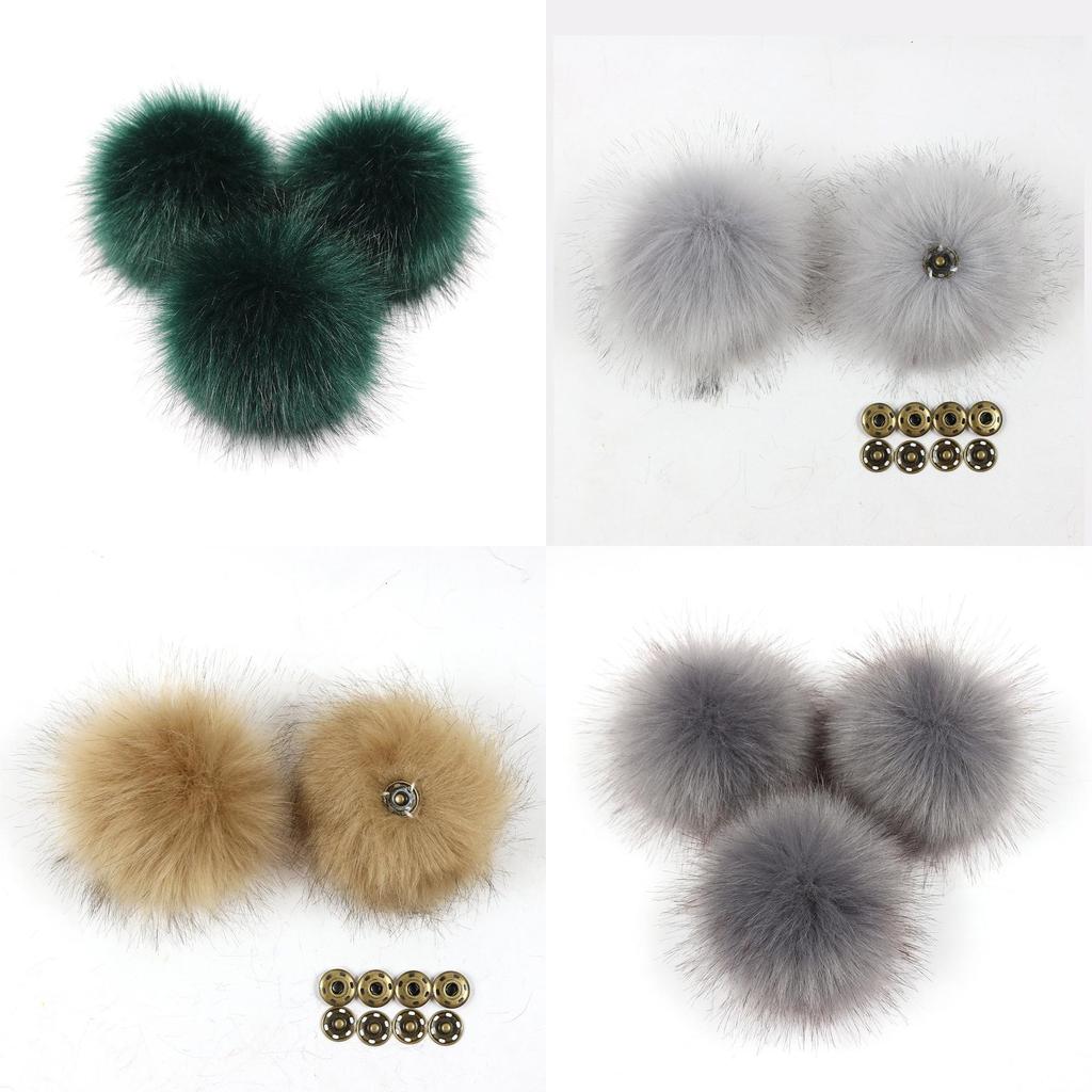 Luxuriöse DIY Damen Faux Waschbärfell Pompons Ball zum Stricken von Mützen
