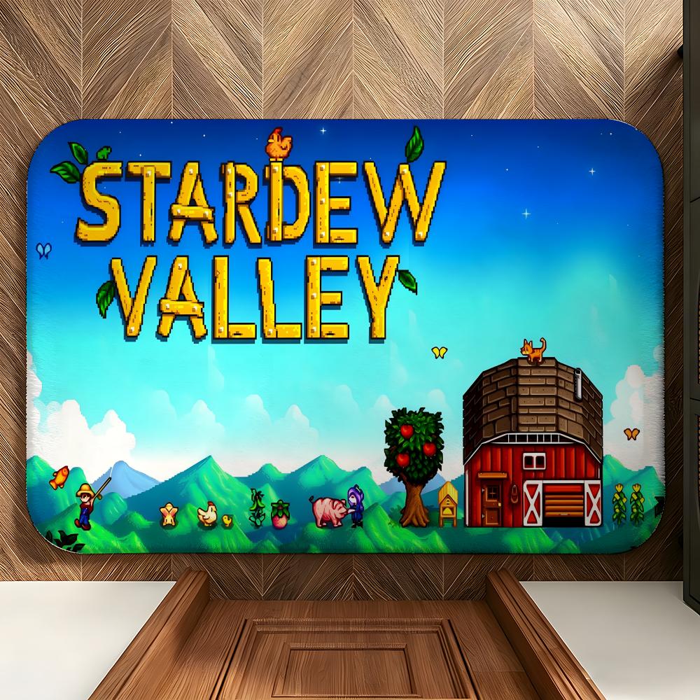 Game S-Stardew V-Valley Floor Mat Soft Flannel Entrance Door Mat Non Slip Absorbent Bathroom Bedroom Floor Rug