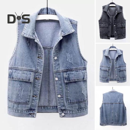 

Женский жилет, пальто, однотонный однобортный кардиган без рукавов с лацканами, свободный рваный повседневный уличный костюм, женская короткая куртка, жилет XL светло-синий