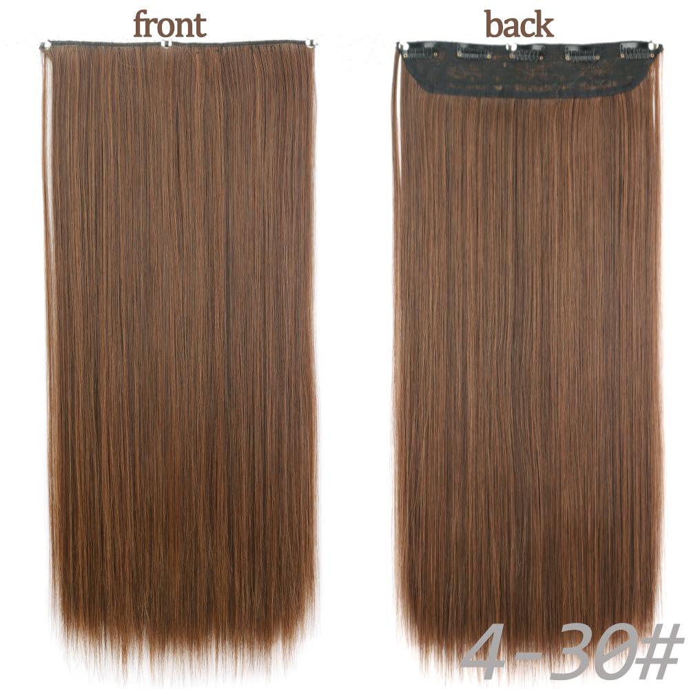 MERISIHAIR Women Fashion Long Straight Synthetic Fiber Hair Extensions 5 Clips Invisible Hairpiece for Daily Wear