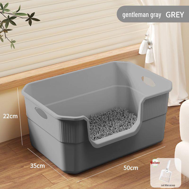Extra Large Semi-Enclosed Splash-Proof Cat Litter Box for Maine Coons