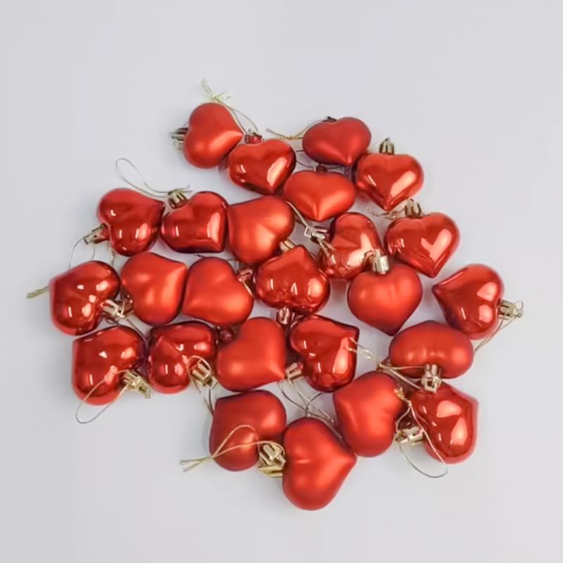 12PCS Love Wedding Decoration Home Pendant Peach Heart Electroplating Ball Party Decoration Atmosphere Decoration Christmas Deco