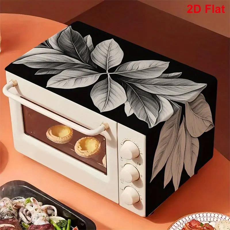 Printed Microwave Oven Dust Cover Waterproof Reusable Fabric Dust Proof Ideal for Rental Home Compact Kitchen Appliance