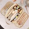Neceser de Cuero PU Gran Capacidad Bolsa de Almacenamiento de Cosméticos de Viaje Bolso de Mano Portátil para Mujer Multifuncional Impermeable Neceser