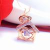 Exquisite Purple Gold 585 Russian Korean Version Temperament Women'S Heart-Shaped Diamond-Encrusted Pendant Rose Gold-Plated Color Gold Collarbone Cha