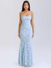Elegant European & American Slim Lace-up Fishtail Jacquard Dress